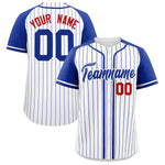 Custom White Royal Stripe Fashion Raglan Sleeves Baseball Jersey | BuyFootballJersey