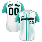 Custom White Bright Green Stripe Fashion Raglan Sleeves Baseball Jersey | BuyFootballJersey