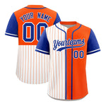 Custom White Orange and Royal Pinstripe Personalized Raglan Sleeves Baseball Jersey | BuyFootballJersey