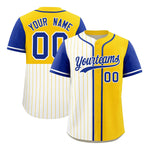 Custom White Gold and Royal Pinstripe Personalized Raglan Sleeves Baseball Jersey | BuyFootballJersey