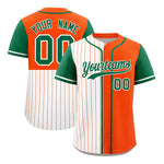 Custom White Orange and Kelly Green Pinstripe Personalized Raglan Sleeves Baseball Jersey | BuyFootballJersey