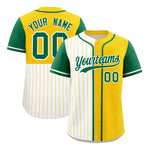 Custom White Gold and Kelly Green Pinstripe Personalized Raglan Sleeves Baseball Jersey | BuyFootballJersey