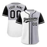 Custom White Gray and Black Pinstripe Personalized Raglan Sleeves Baseball Jersey | BuyFootballJersey