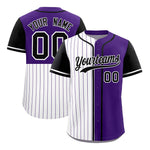 Custom White Purple and Black Pinstripe Personalized Raglan Sleeves Baseball Jersey | BuyFootballJersey