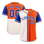 Custom White Orange and Royal Pinstripe Personalized Raglan Sleeves Baseball Jersey | BuyFootballJersey