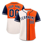 Custom White Orange and Navy Pinstripe Personalized Raglan Sleeves Baseball Jersey | BuyFootballJersey