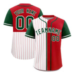 Custom White Red and Green Pinstripe Personalized Raglan Sleeves Baseball Jersey | BuyFootballJersey