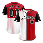 Custom White Red and Black Pinstripe Personalized Raglan Sleeves Baseball Jersey | BuyFootballJersey