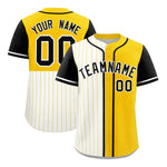 Custom White Gold and Black Pinstripe Personalized Raglan Sleeves Baseball Jersey | BuyFootballJersey