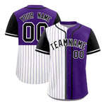 Custom White Purple and Black Pinstripe Personalized Raglan Sleeves Baseball Jersey | BuyFootballJersey