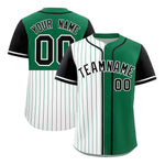 Custom White Kelly Green and Black Pinstripe Personalized Raglan Sleeves Baseball Jersey | BuyFootballJersey