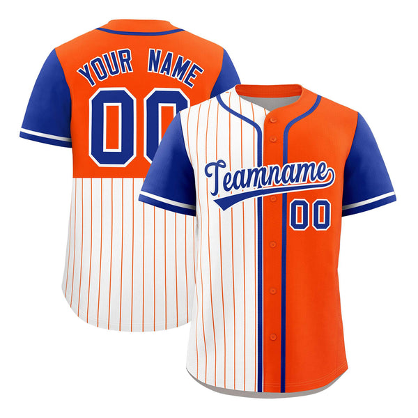 Custom White Orange and Royal Pinstripe Personalized Raglan Sleeves Baseball Jersey | BuyFootballJersey