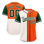 Custom White Orange and Green Pinstripe Personalized Raglan Sleeves Baseball Jersey | BuyFootballJersey