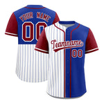 Custom White Royal and Crimson Pinstripe Personalized Raglan Sleeves Baseball Jersey | BuyFootballJersey