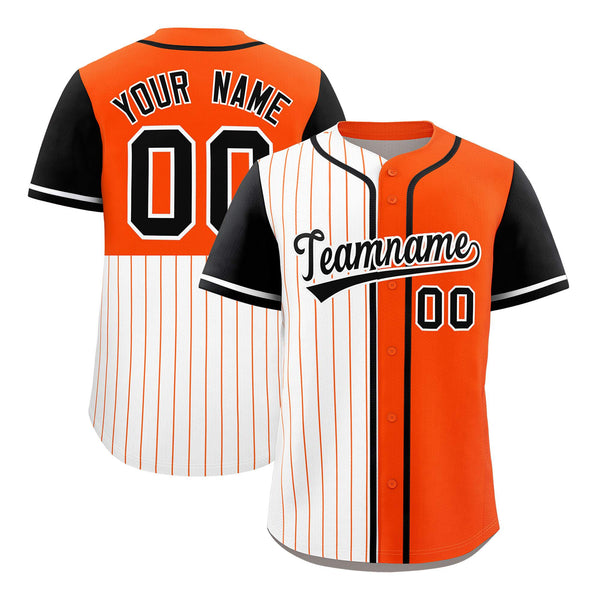 Custom White Orange and Black Pinstripe Personalized Raglan Sleeves Baseball Jersey | BuyFootballJersey