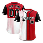 Custom White Red and Black Pinstripe Personalized Raglan Sleeves Baseball Jersey | BuyFootballJersey