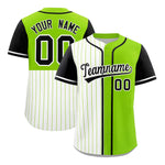 Custom White Neon Green and Black Pinstripe Personalized Raglan Sleeves Baseball Jersey | BuyFootballJersey