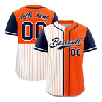Custom White Orange and Navy Pinstripe Personalized Raglan Sleeves Baseball Jersey | BuyFootballJersey