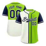 Custom White Neon Green and Navy Pinstripe Personalized Raglan Sleeves Baseball Jersey | BuyFootballJersey