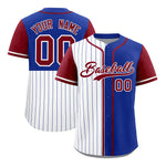 Custom White Royal and Crimson Pinstripe Personalized Raglan Sleeves Baseball Jersey | BuyFootballJersey