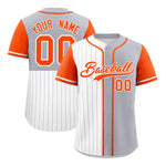 Custom White Gray and Orange Pinstripe Personalized Raglan Sleeves Baseball Jersey | BuyFootballJersey
