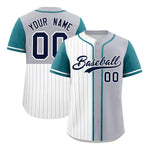 Custom White Gray and Teal Pinstripe Personalized Raglan Sleeves Baseball Jersey | BuyFootballJersey