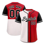 Custom White Red and Black Pinstripe Personalized Raglan Sleeves Baseball Jersey | BuyFootballJersey