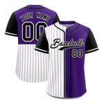 Custom White Purple and Black Pinstripe Personalized Raglan Sleeves Baseball Jersey | BuyFootballJersey