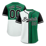 Custom White Kelly Green and Black Pinstripe Personalized Raglan Sleeves Baseball Jersey | BuyFootballJersey