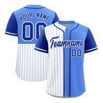 Custom White Powder Blue and Royal Pinstripe Personalized Raglan Sleeves Baseball Jersey | BuyFootballJersey