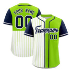 Custom White Neon Green and Navy Pinstripe Personalized Raglan Sleeves Baseball Jersey | BuyFootballJersey