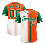 Custom White Orange and Kelly Green Pinstripe Personalized Raglan Sleeves Baseball Jersey | BuyFootballJersey