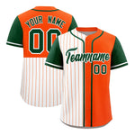 Custom White Orange and Green Pinstripe Personalized Raglan Sleeves Baseball Jersey | BuyFootballJersey