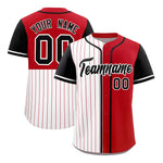 Custom White Red and Black Pinstripe Personalized Raglan Sleeves Baseball Jersey | BuyFootballJersey