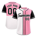 Custom White Light Pink and Black Pinstripe Personalized Raglan Sleeves Baseball Jersey | BuyFootballJersey