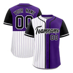 Custom White Purple and Black Pinstripe Personalized Raglan Sleeves Baseball Jersey | BuyFootballJersey