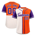 Custom White Orange and Purple Pinstripe Personalized Raglan Sleeves Baseball Jersey | BuyFootballJersey