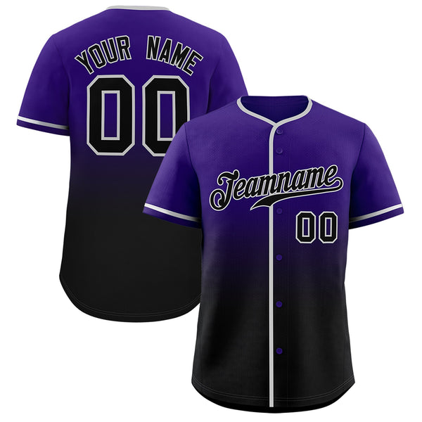 VVHL Custom Purple Black Gradient Fashion Baseball Jersey | BuyFootballJersey