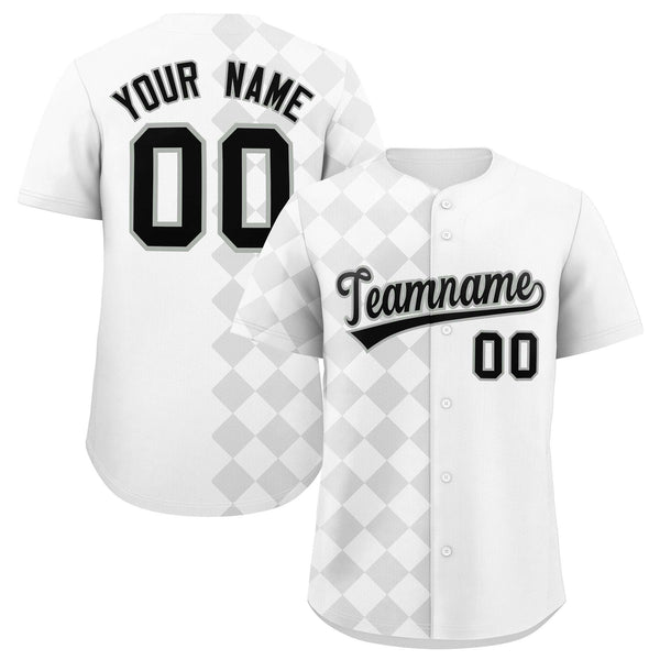 Custom White Rhombus Design Baseball Jersey | BuyFootballJersey