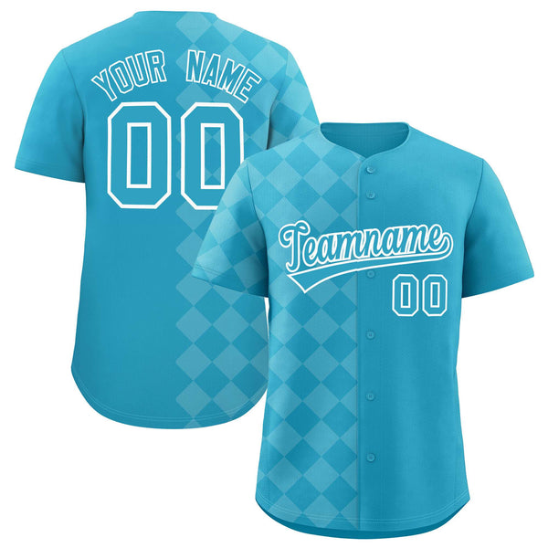 Custom Sky Blue Rhombus Design Baseball Jersey | BuyFootballJersey