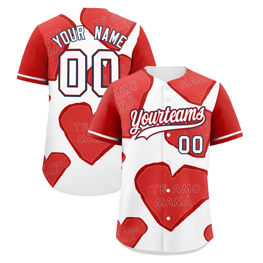 Custom White Red Mother's Day Style Graffiti Pattern Quick Dry Personalized Gift for Mom Baseball Jersey | BuyFootballJersey