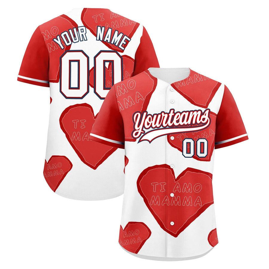 Custom White Red Mother's Day Style Graffiti Pattern Moisture-Wicking Personalized Gift for Mom Baseball Jersey | BuyFootballJersey