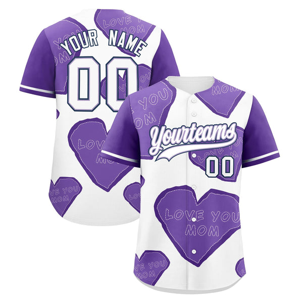 Custom White Midnight Blue Light Purple Mother's Day Style Graffiti Pattern Stretch Fabric Personalized Gift for Mom Baseball | BuyFootballJersey