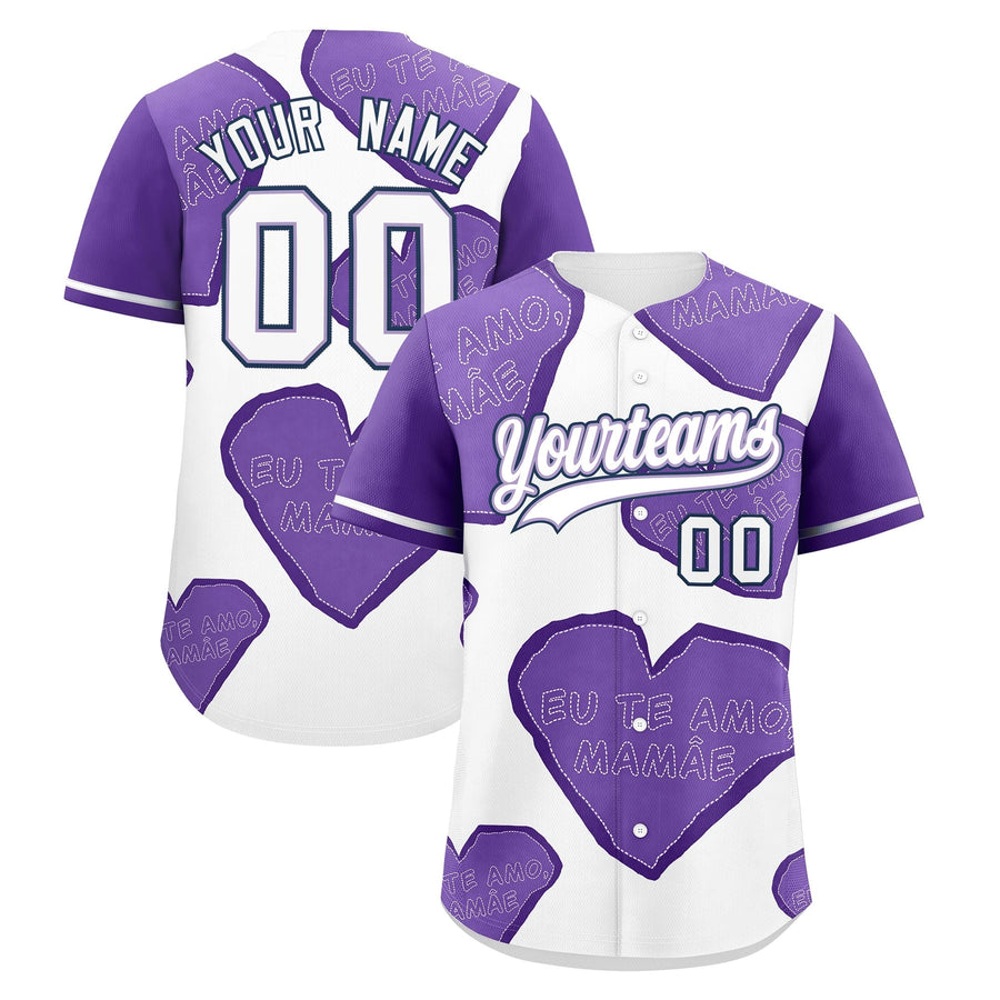 Custom White Light Purple Mother's Day Style Graffiti Pattern Quick Dry Personalized Gift for Mom Baseball Jersey | BuyFootballJersey
