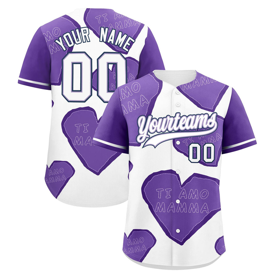 Custom White Light Purple Mother's Day Style Graffiti Pattern Moisture-Wicking Personalized Gift for Mom Baseball Jersey | BuyFootballJersey