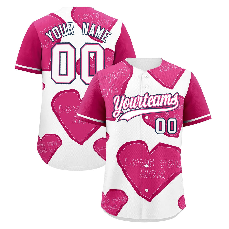 Custom White Pink Mother's Day Style Graffiti Pattern Stretch Fabric Personalized Gift for Mom Baseball Jersey | BuyFootballJersey