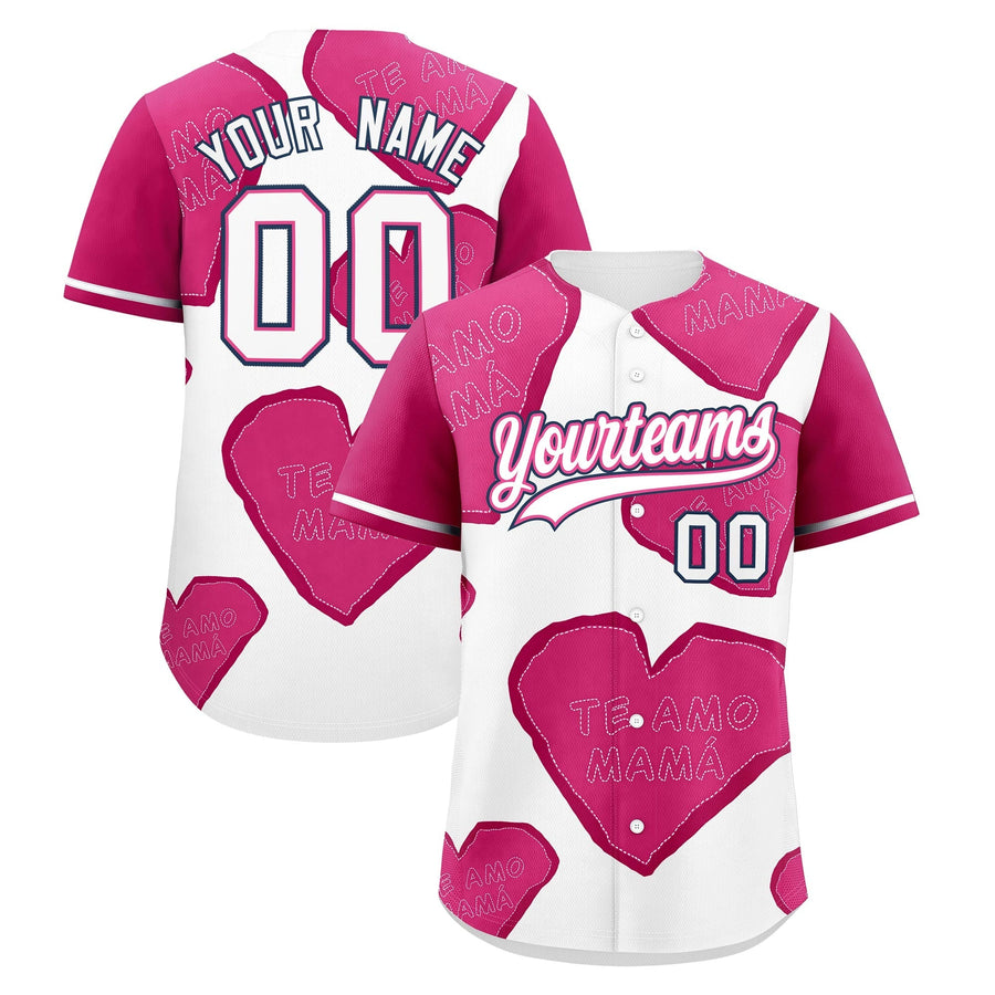 Custom White Pink Mother's Day Style Graffiti Pattern Quick Dry Personalized Gift for Mom Baseball Jersey | BuyFootballJersey