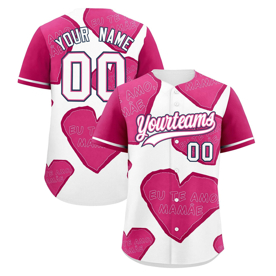 Custom White Pink Mother's Day Style Graffiti Pattern Quick Dry Personalized Gift for Mom Baseball Jersey | BuyFootballJersey