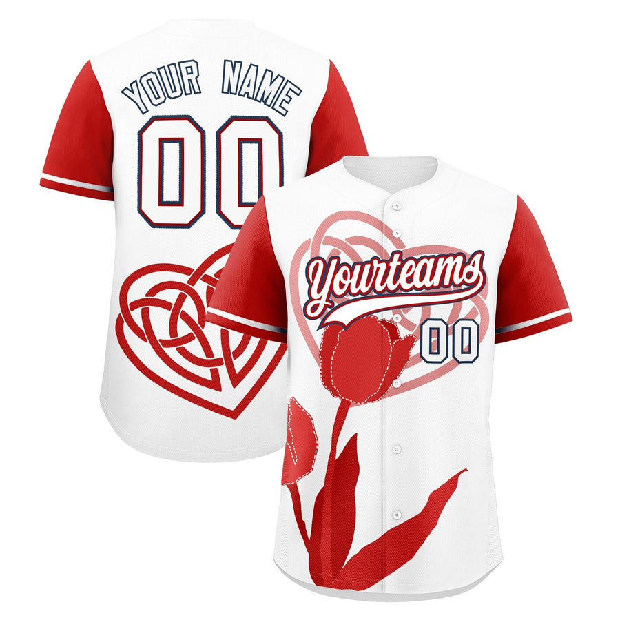 Custom White Red Mother's Day Style Graffiti Pattern Stretch Fabric Personalized Gift for Mom Baseball Jersey | BuyFootballJersey