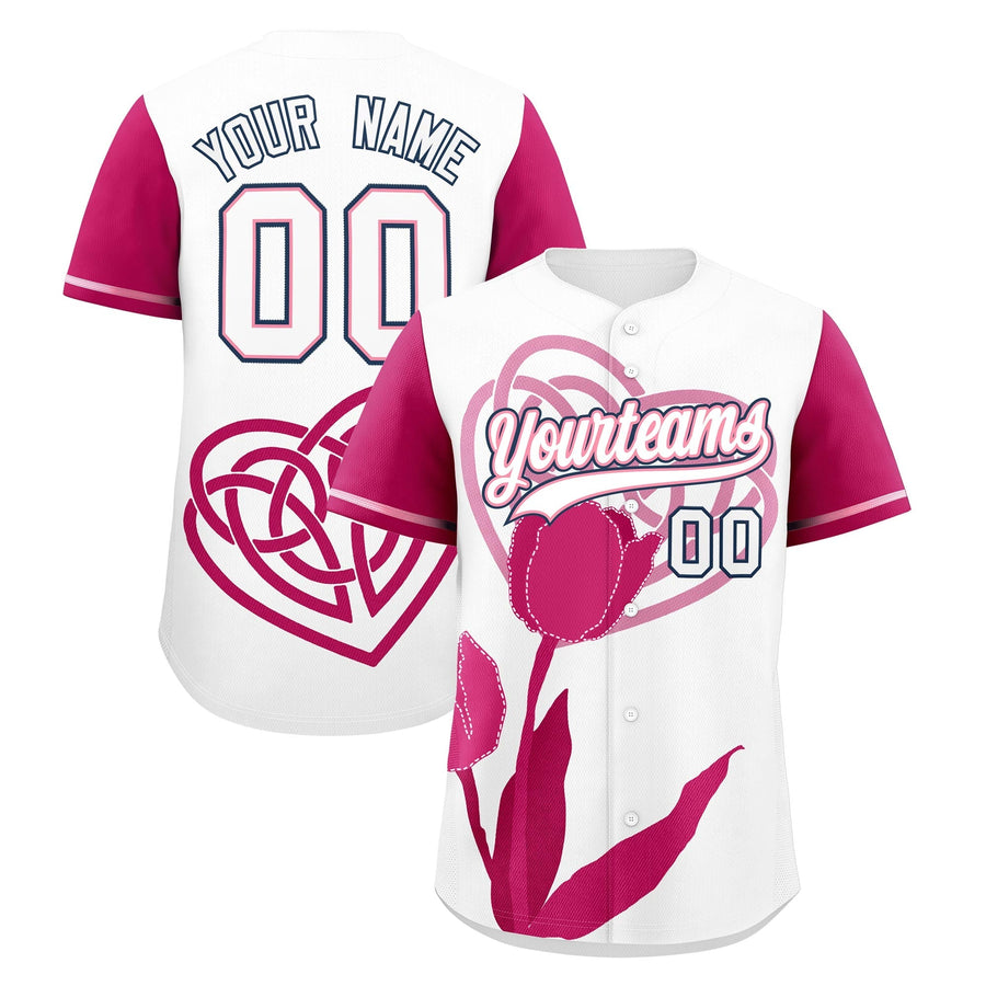 Custom White Light Pink Mother's Day Style Graffiti Pattern Stretch Fabric Personalized Gift for Mom Baseball Jersey | BuyFootballJersey